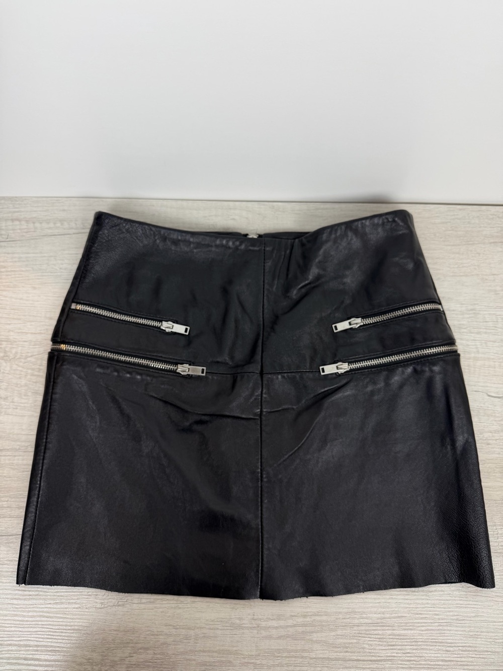 ZARA Woman Genuine Lambskin Leather Mini Skirt – Black | Size Small - Picture 2 of 9